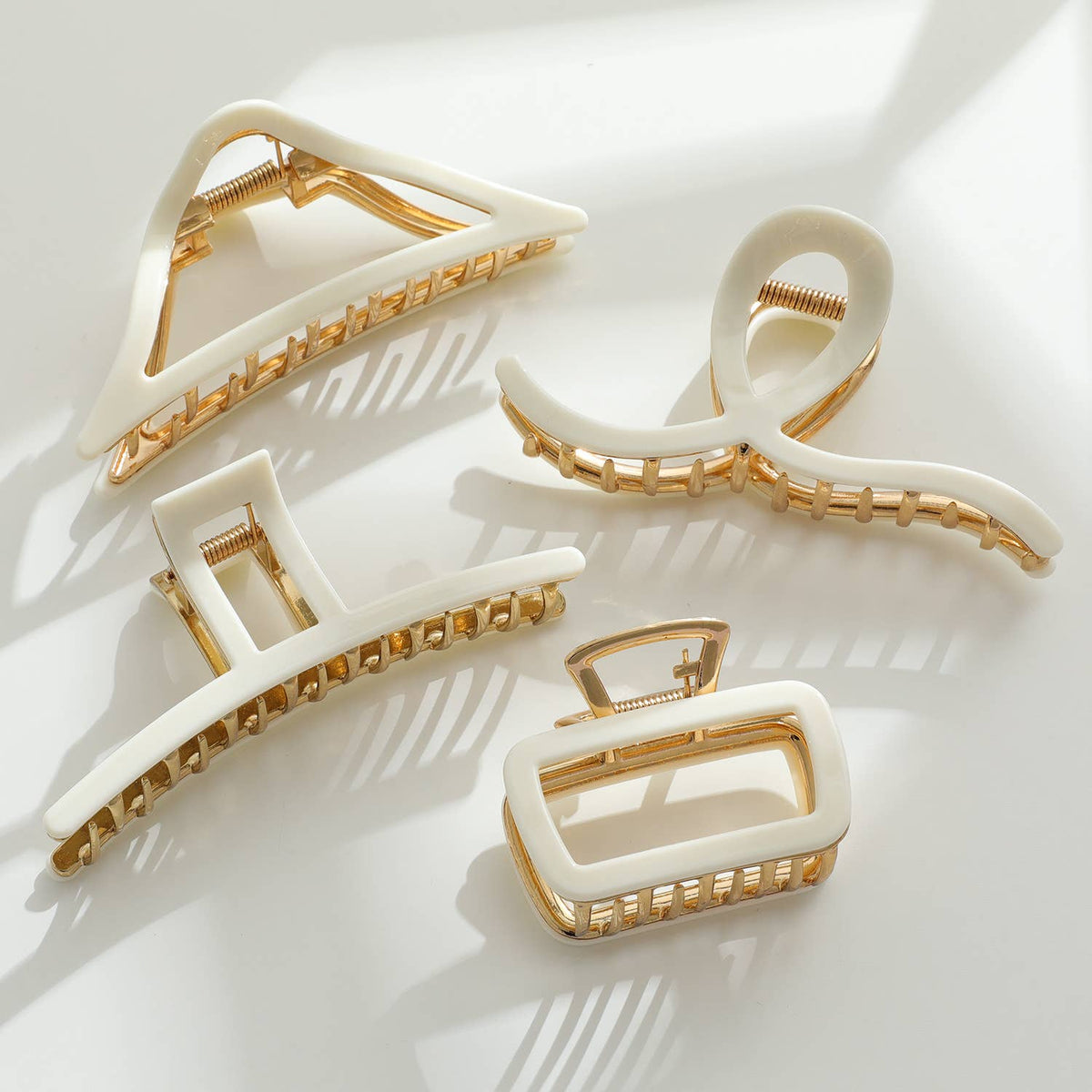 Vera | White-Gold Metal Assorted Claw Clips