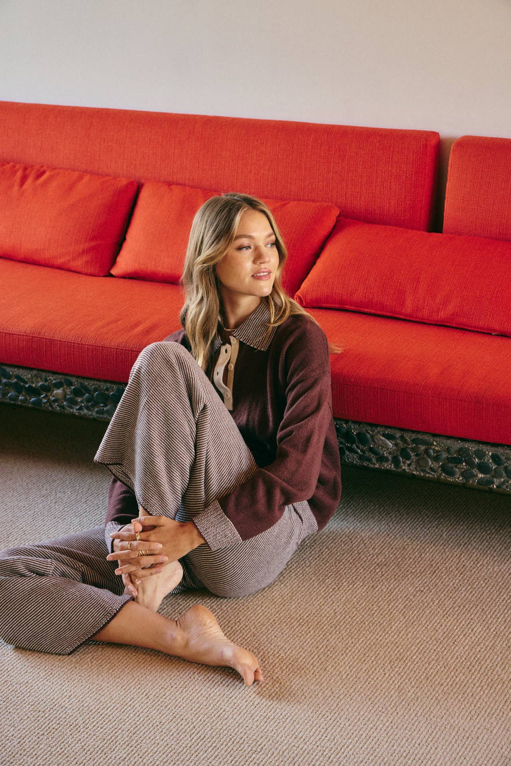Cinnamon | Cozy Cabin Henley Sweater Set