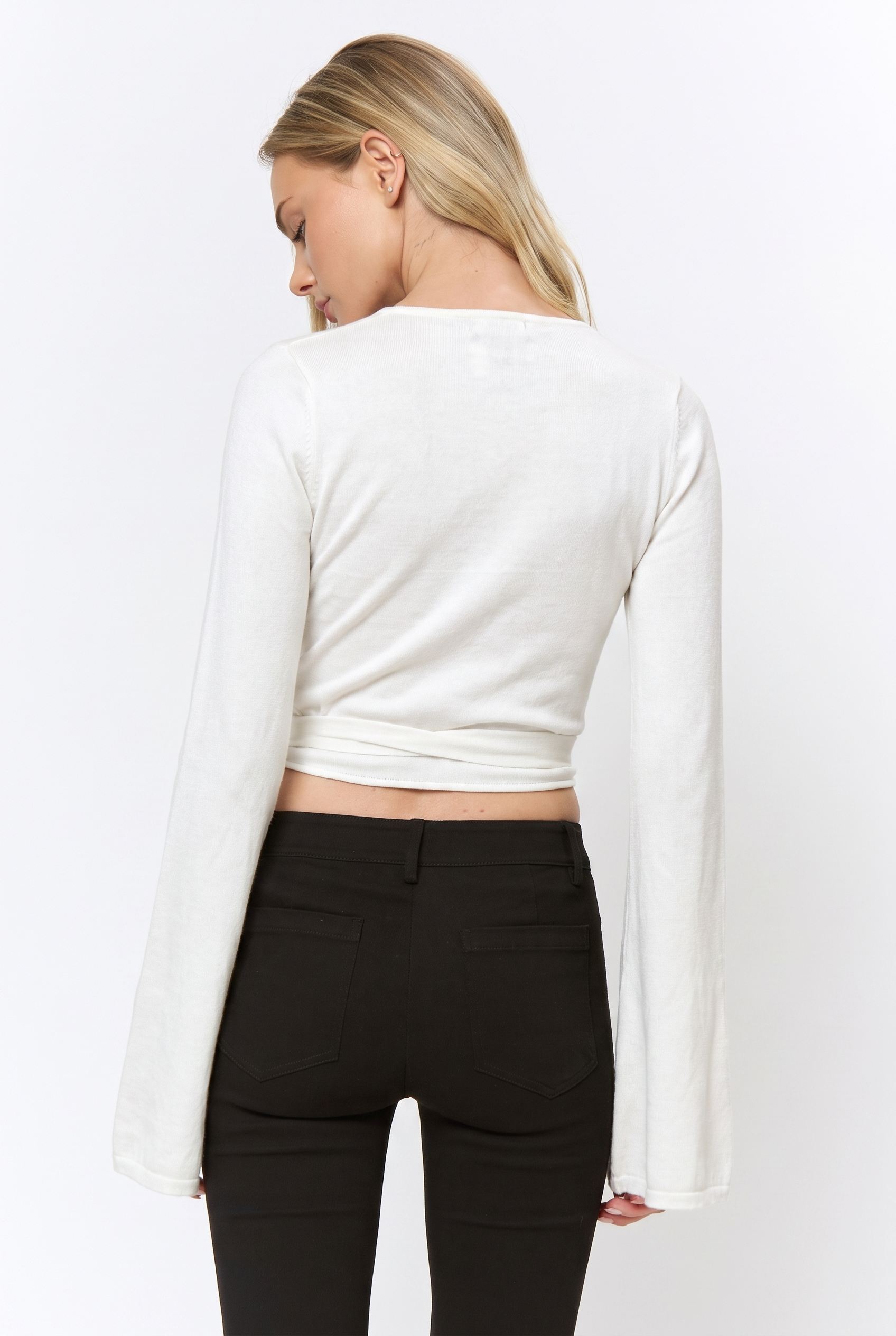 Regina | Studded Wrap Long Leeve Sweater Top