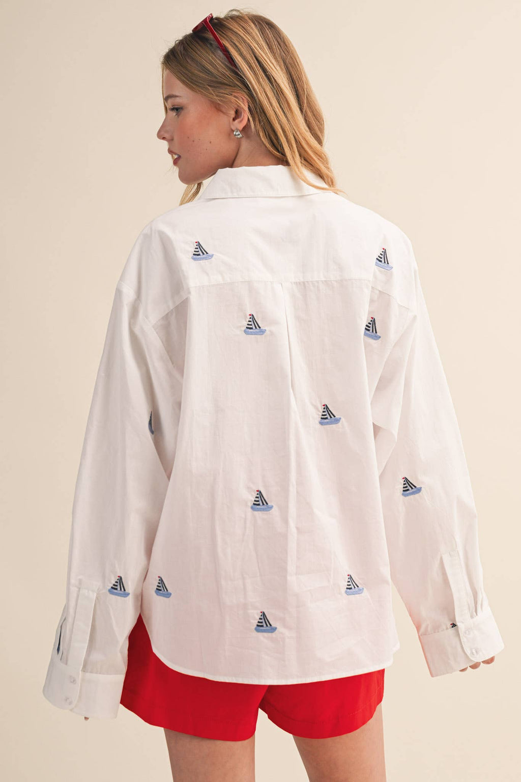 Sailboat | Embroidery Button Down Shirt