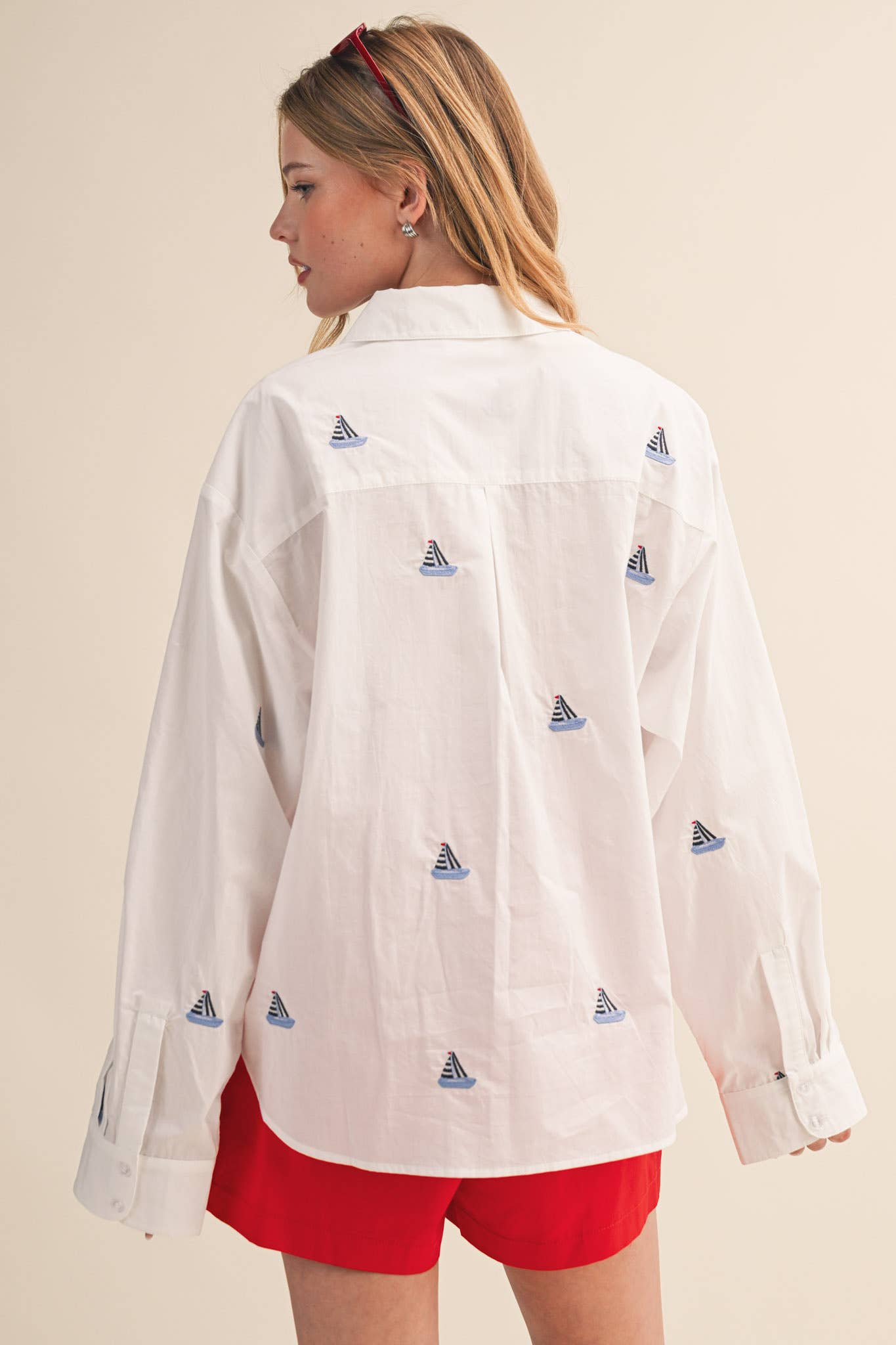 Sailboat | Embroidery Button Down Shirt
