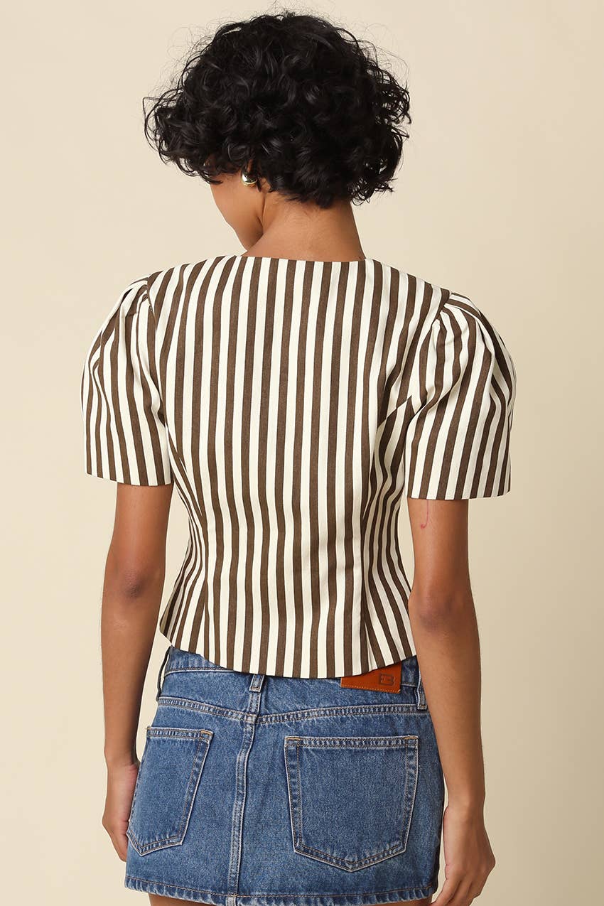 Selina | Stripe Puff Sleeve Top
