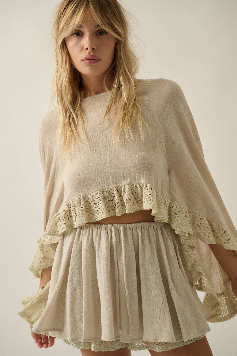 Calliope | 100% Cotton Lace Cropped Top