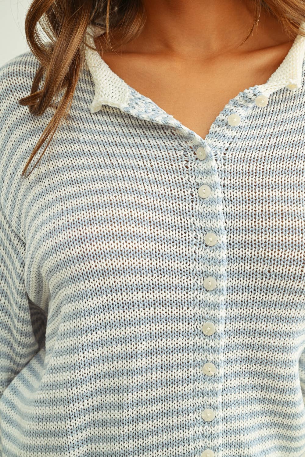 Happy | Stripe Button Front Knoit Cardigan