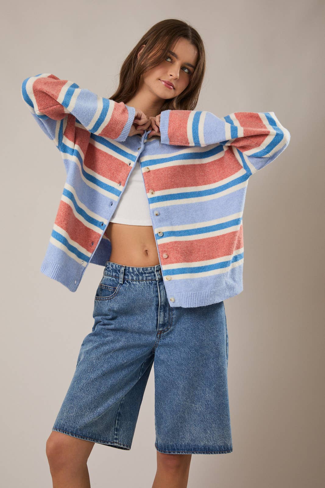 Ember | Long Sleeve Striped Soft Cardigan