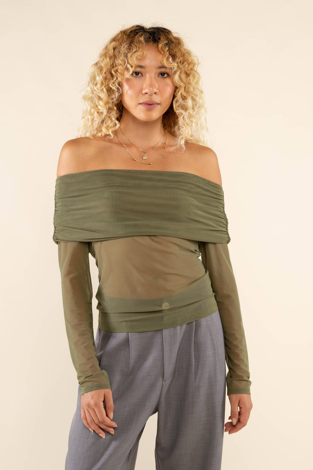 Sidra | Off Shoulder Mesh Top