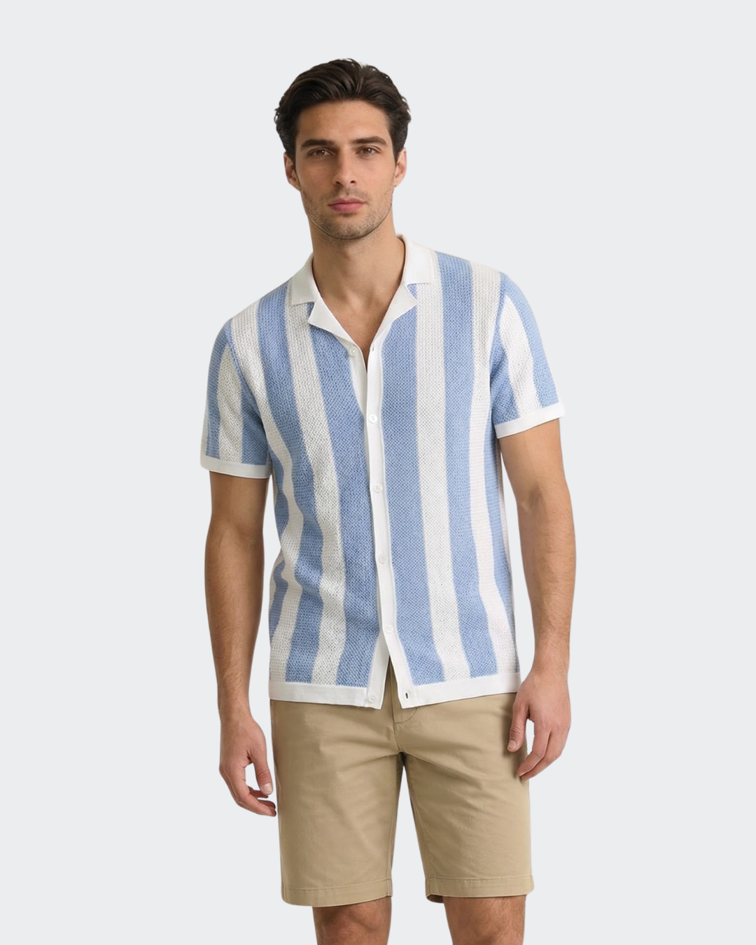Flatknit | 100% Cotton Stripe Camp Shirt