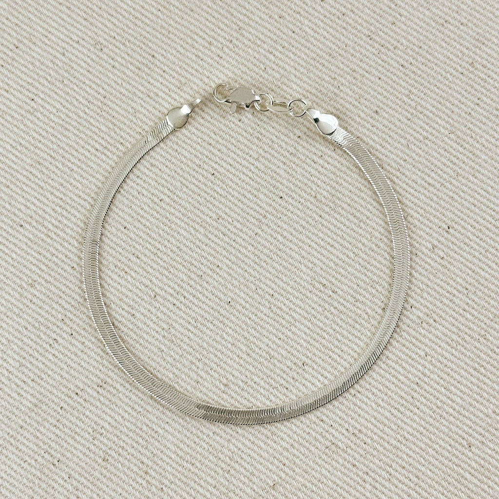 Sterling Silver Herringbone Bracelet 3.1mm
