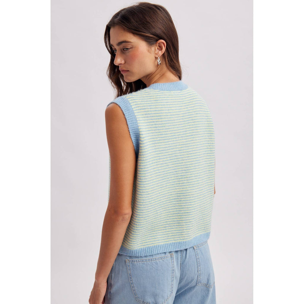 Lime | Contrast Striped Sweater Vest