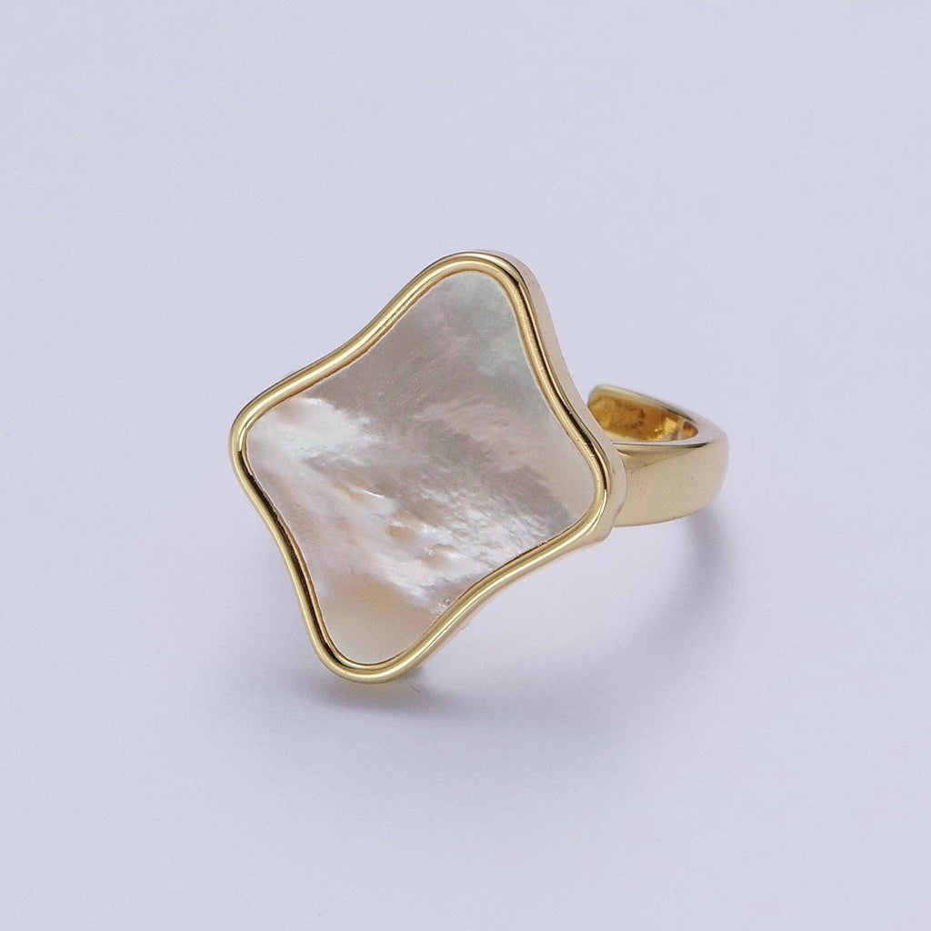 Gold Filled Pearl Shell Quatrefoil Ring