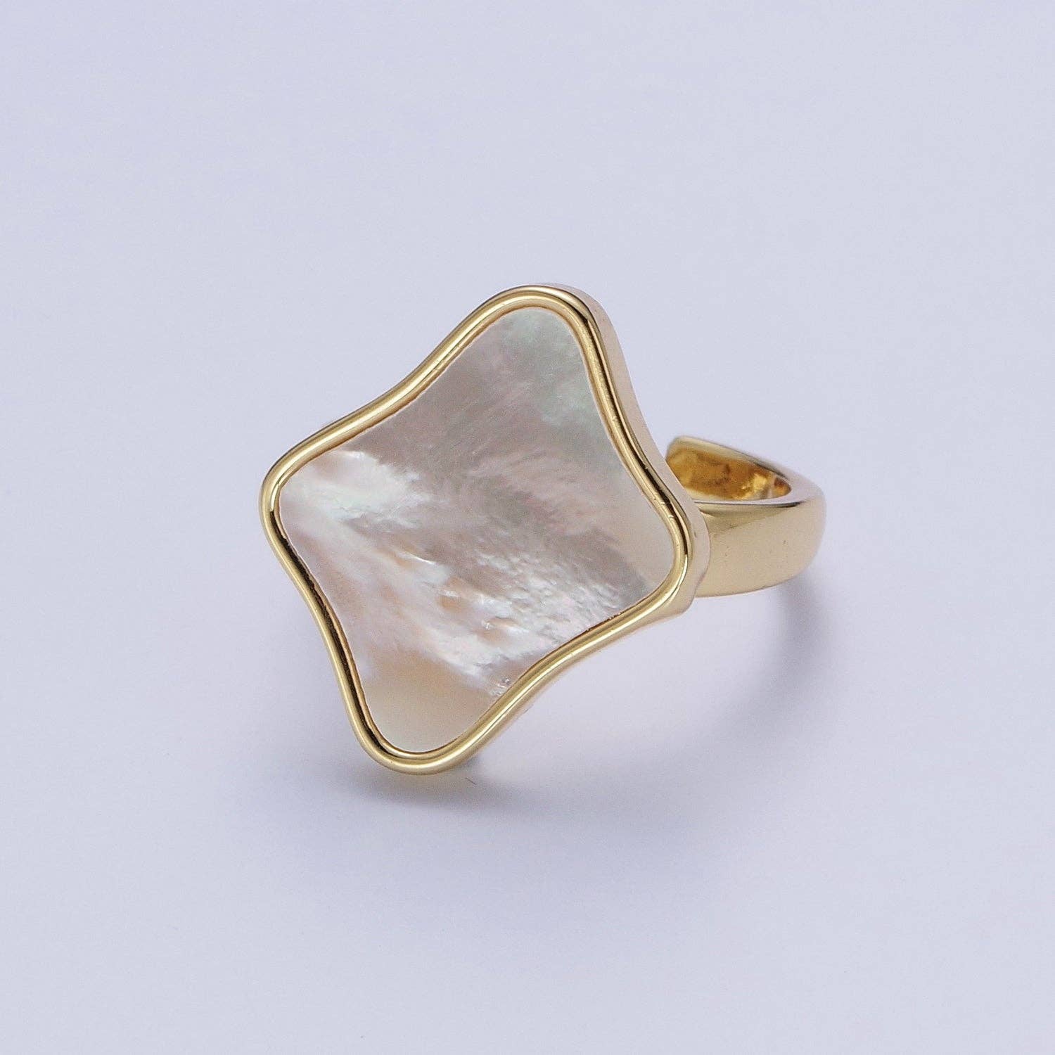 Gold Filled Pearl Shell Quatrefoil Ring