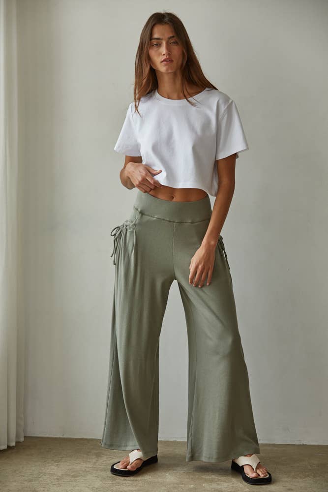 Leni | Knit Cotton Modal Spandex Wide Leg Pants