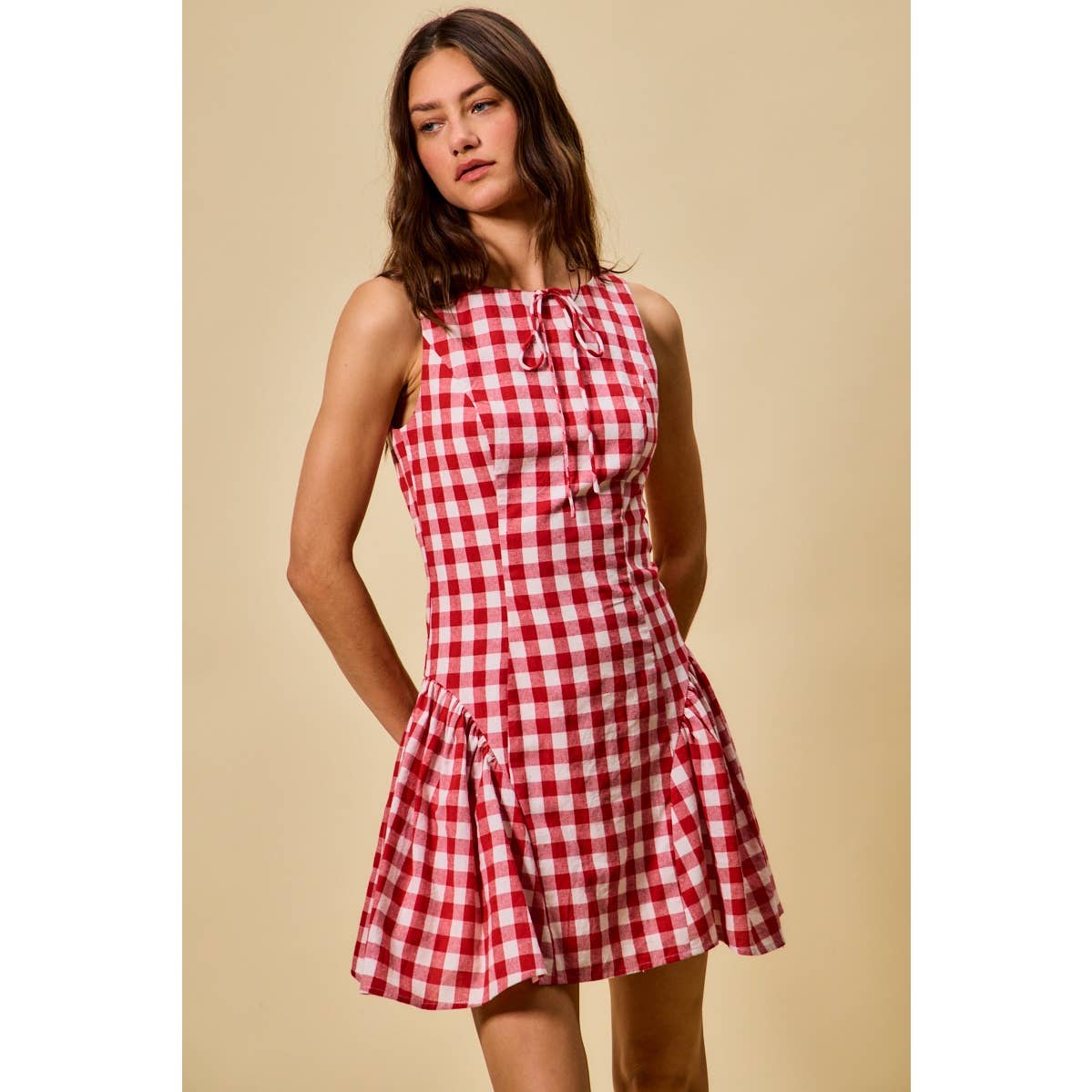 Hayes | Gingham Fit and Flare Tank Mini Dress