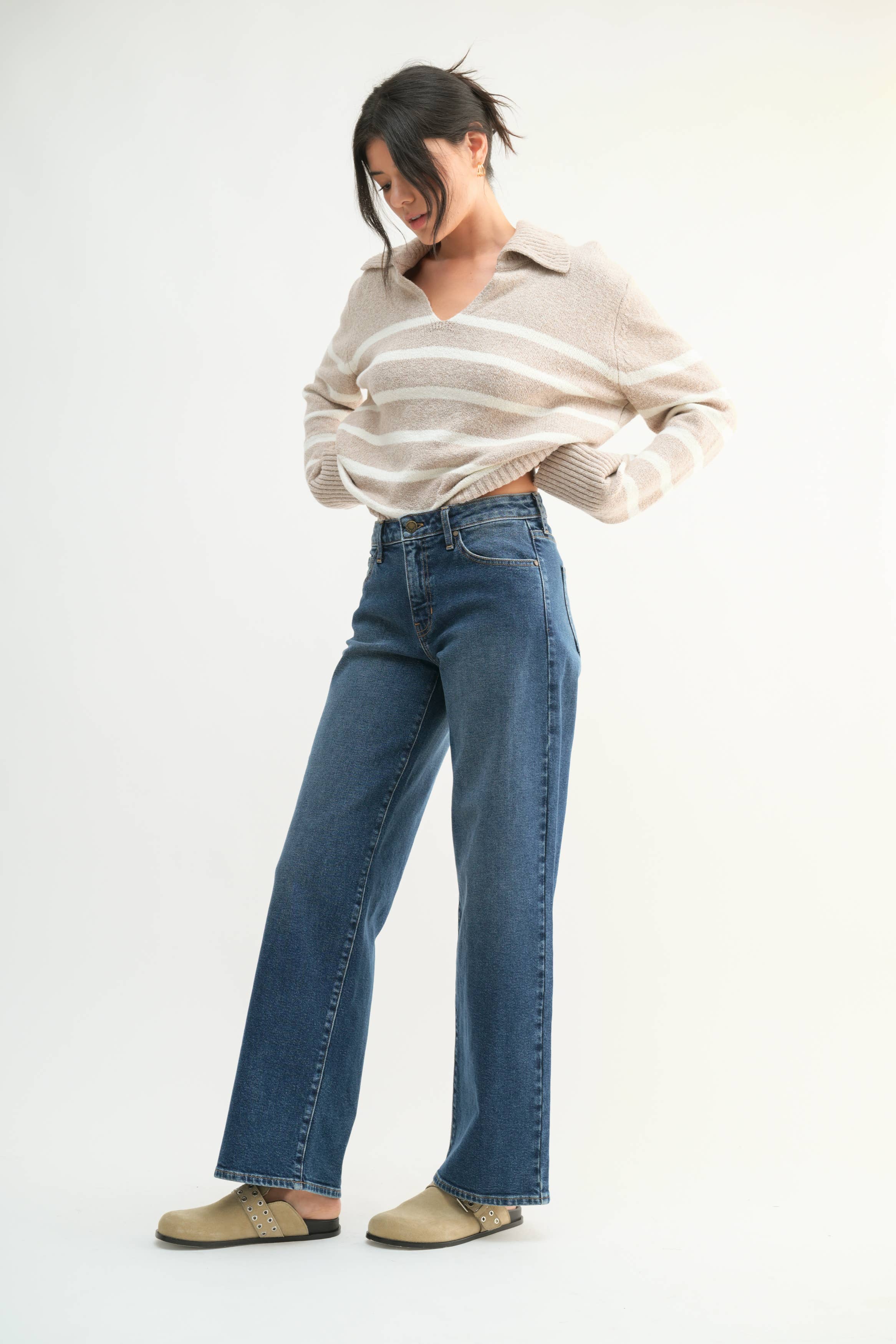 Samantha | Mid Rise Slim Wide Leg