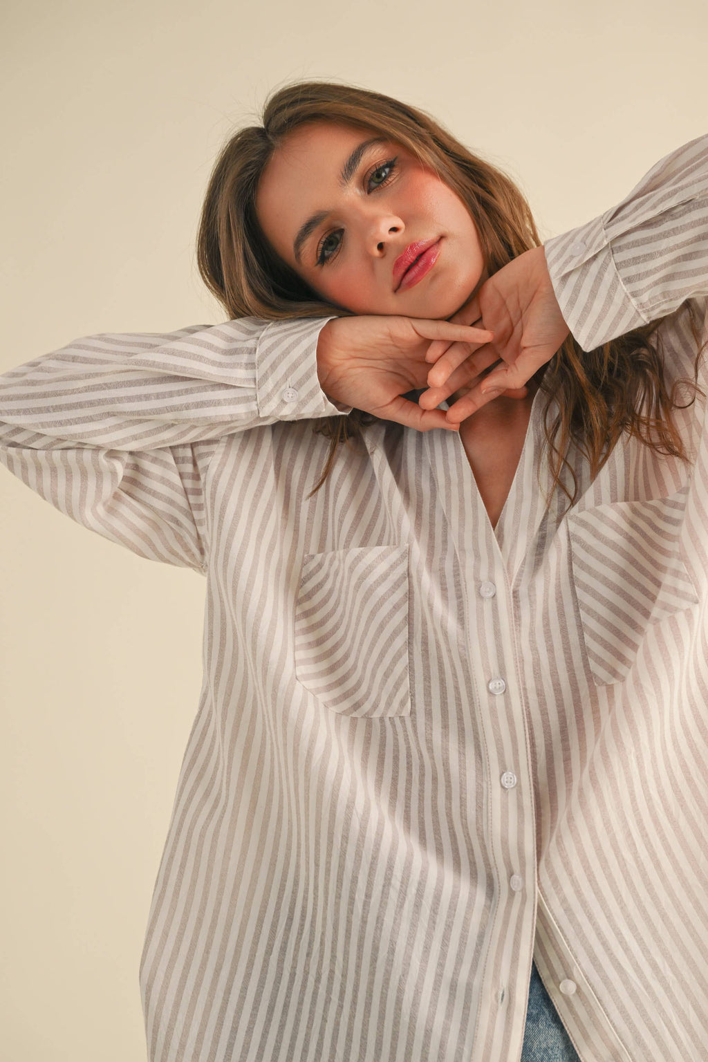 Millionaire Mommy | 100% Cotton Striped Pattern Button Down Shirt