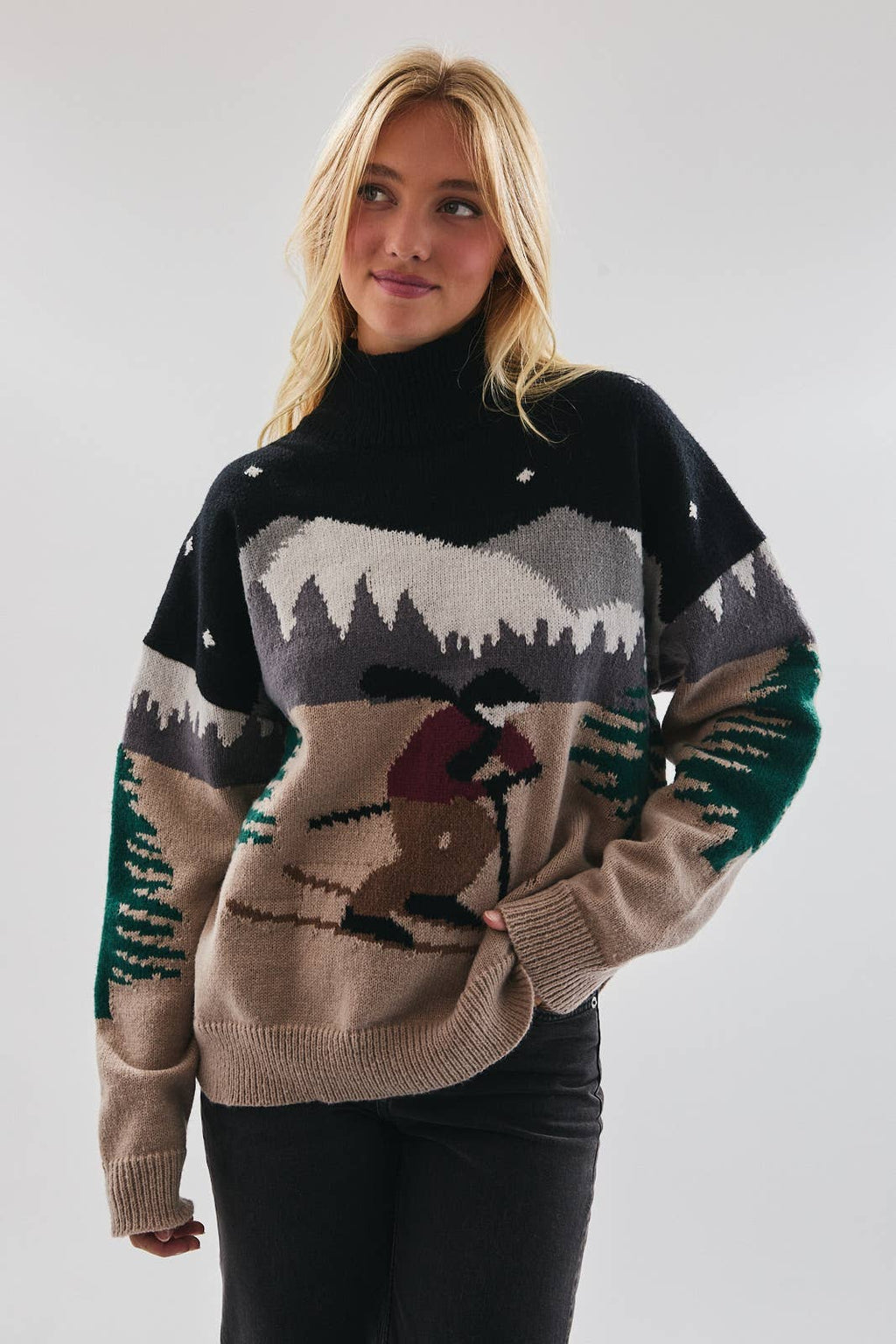 Aspen | Long Sleeve high Neck Ski Graphic Sweater