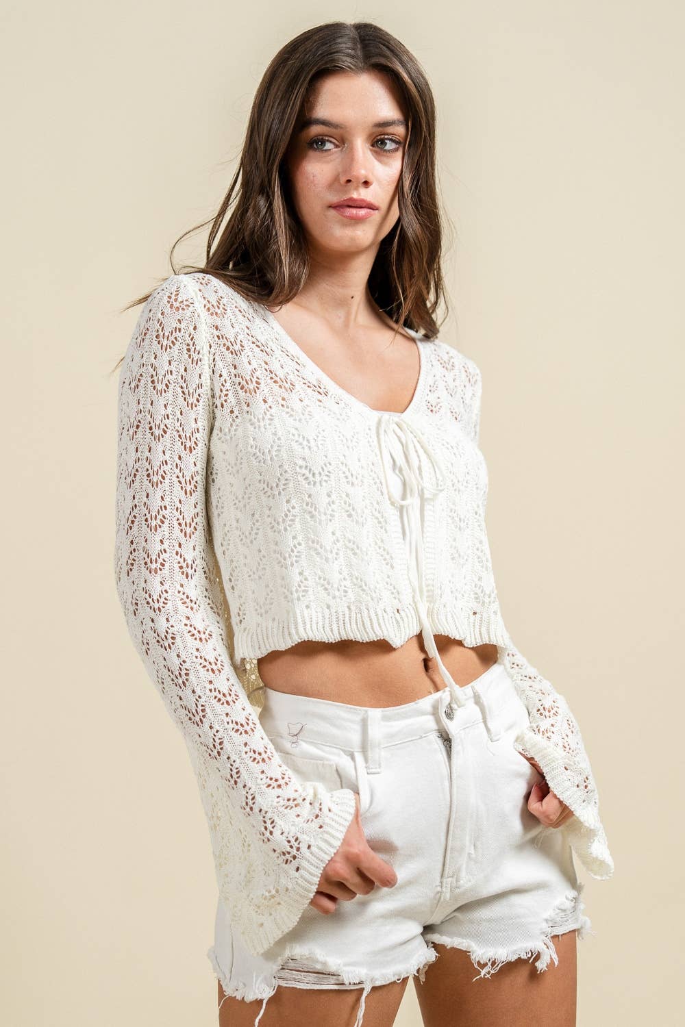 Stella | Crochet Open Knit Crop Cardigan