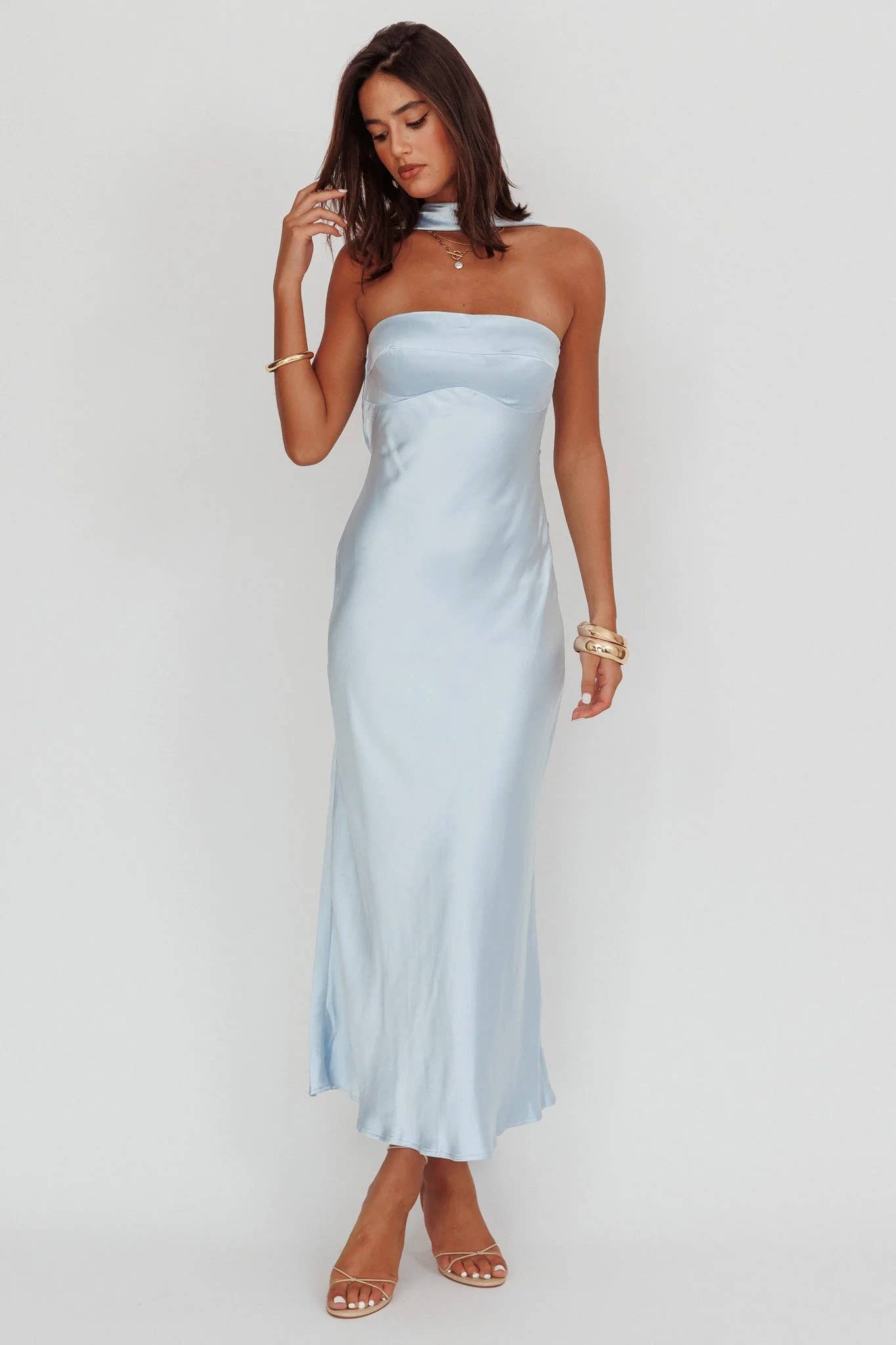 Cora | Halter Satin Maxi Dress
