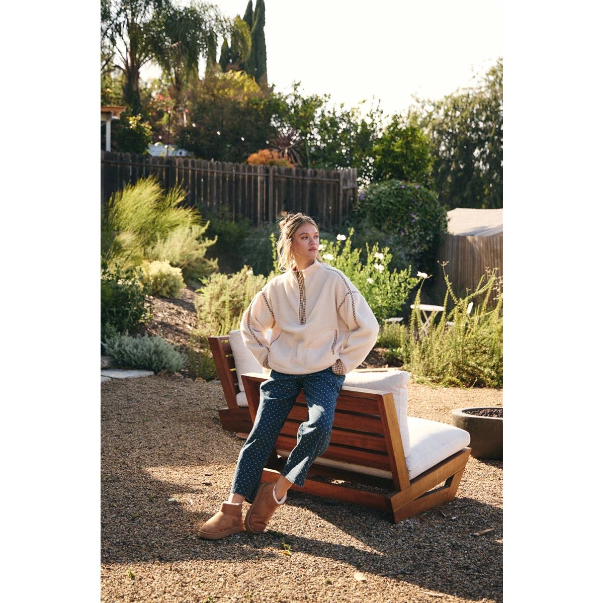 Cabin | Gingham Sherpa Half-Zip