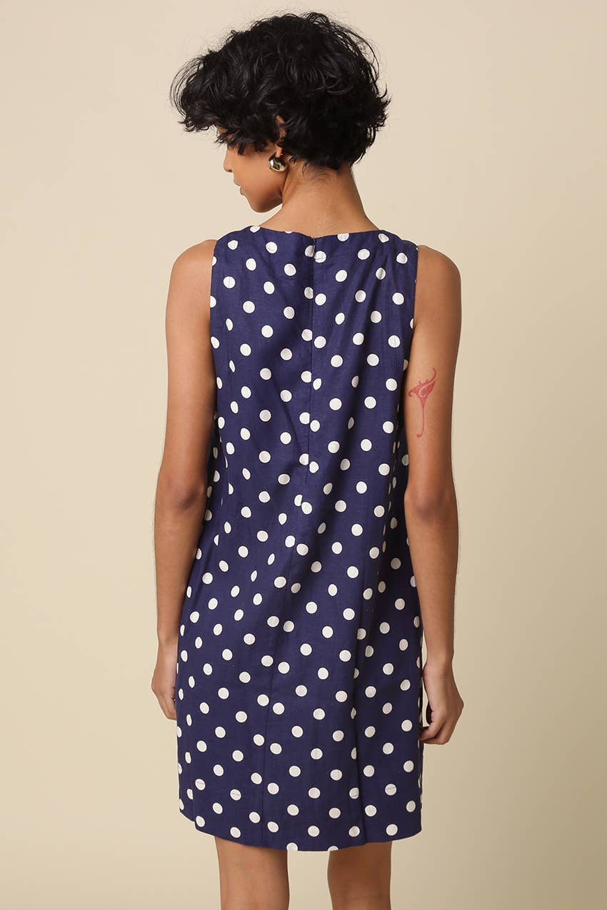 Noelle | Polka Dot Linen Blend Mini Dress