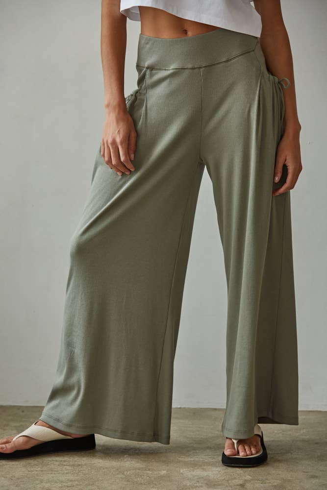Leni | Knit Cotton Modal Spandex Wide Leg Pants