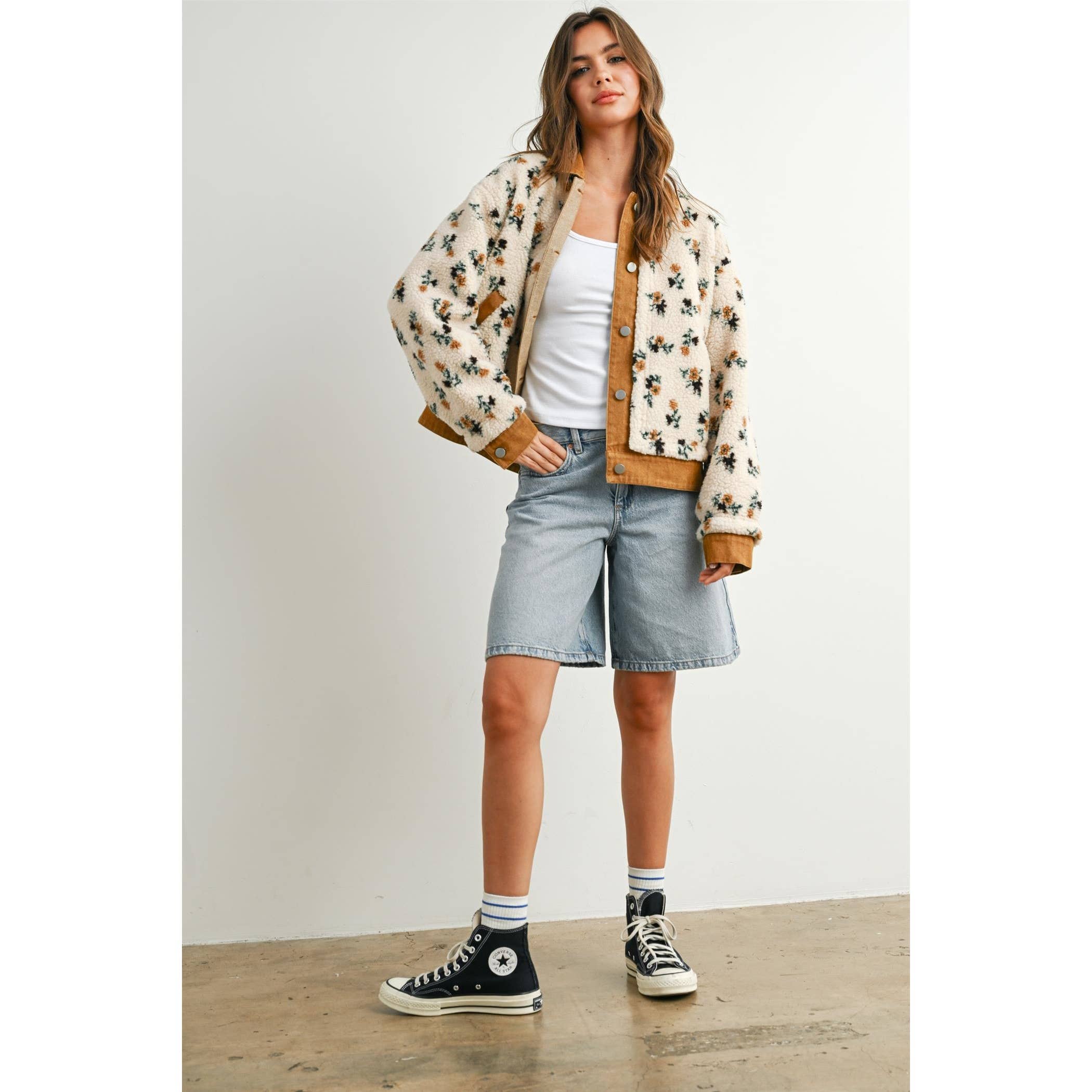 Elaine | Floral Collared Button-Down Jacket