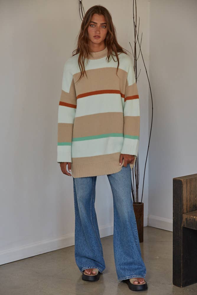 Saylor | Knit Viscose Polyester Nylon Striped Sweater