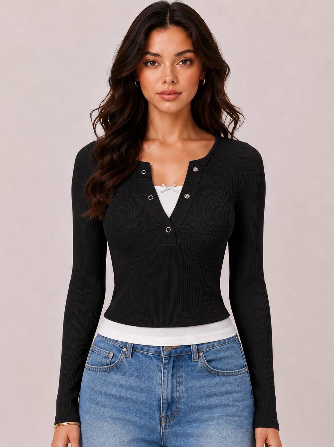 Riley | Layers with Bow Detail Long Sleeve Top