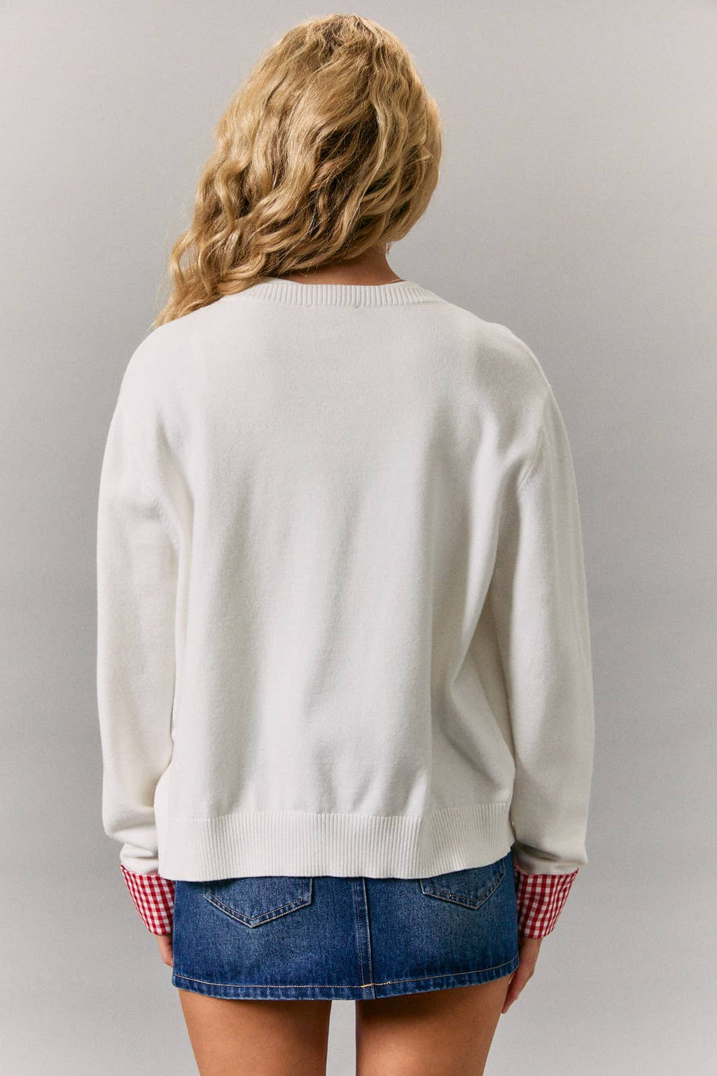 Campbell | Gingham Detail Knit Cardigan