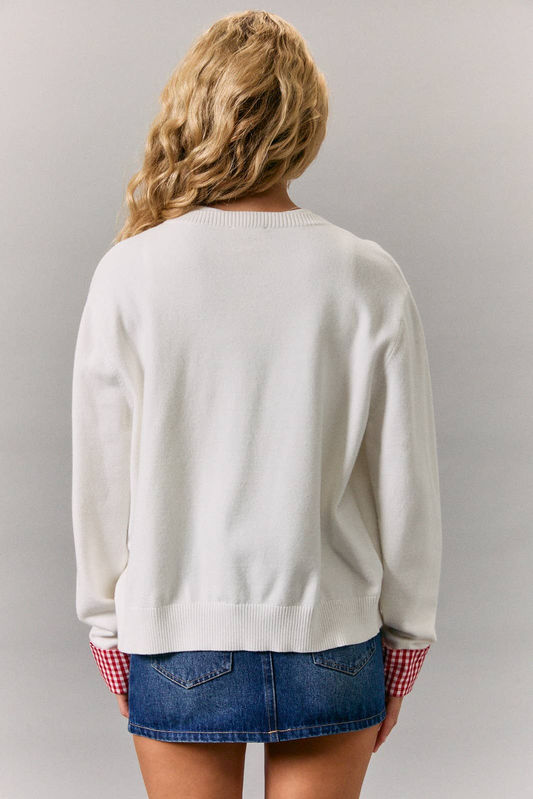 Campbell | Gingham Detail Knit Cardigan