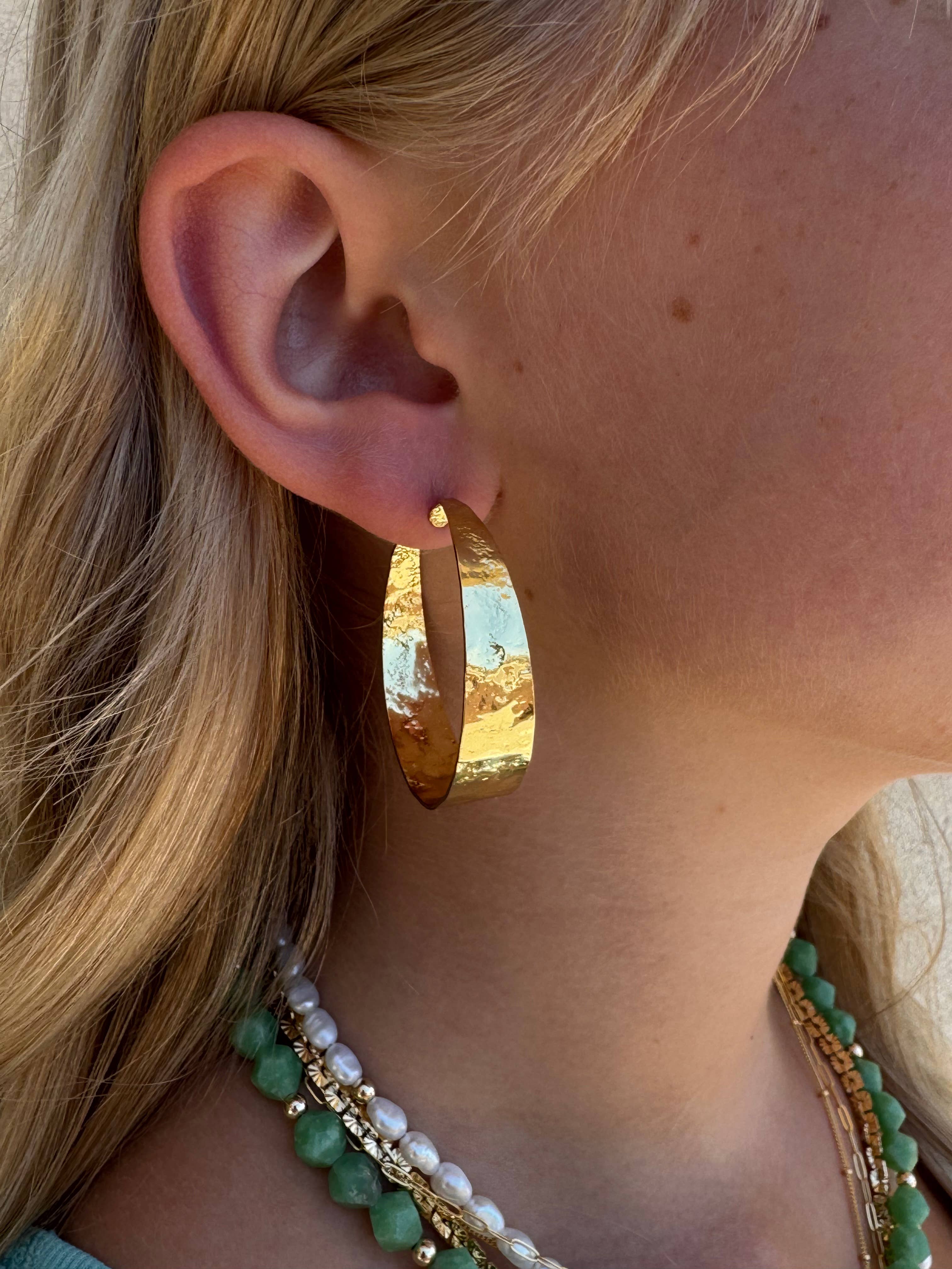 Linden Textured Gold Filled Hoop Earrings