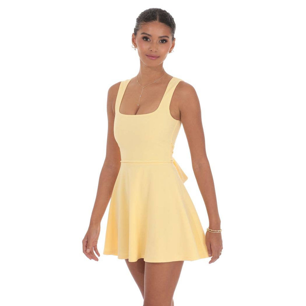 Butter | Back Bow A-Line Dress in Yellow