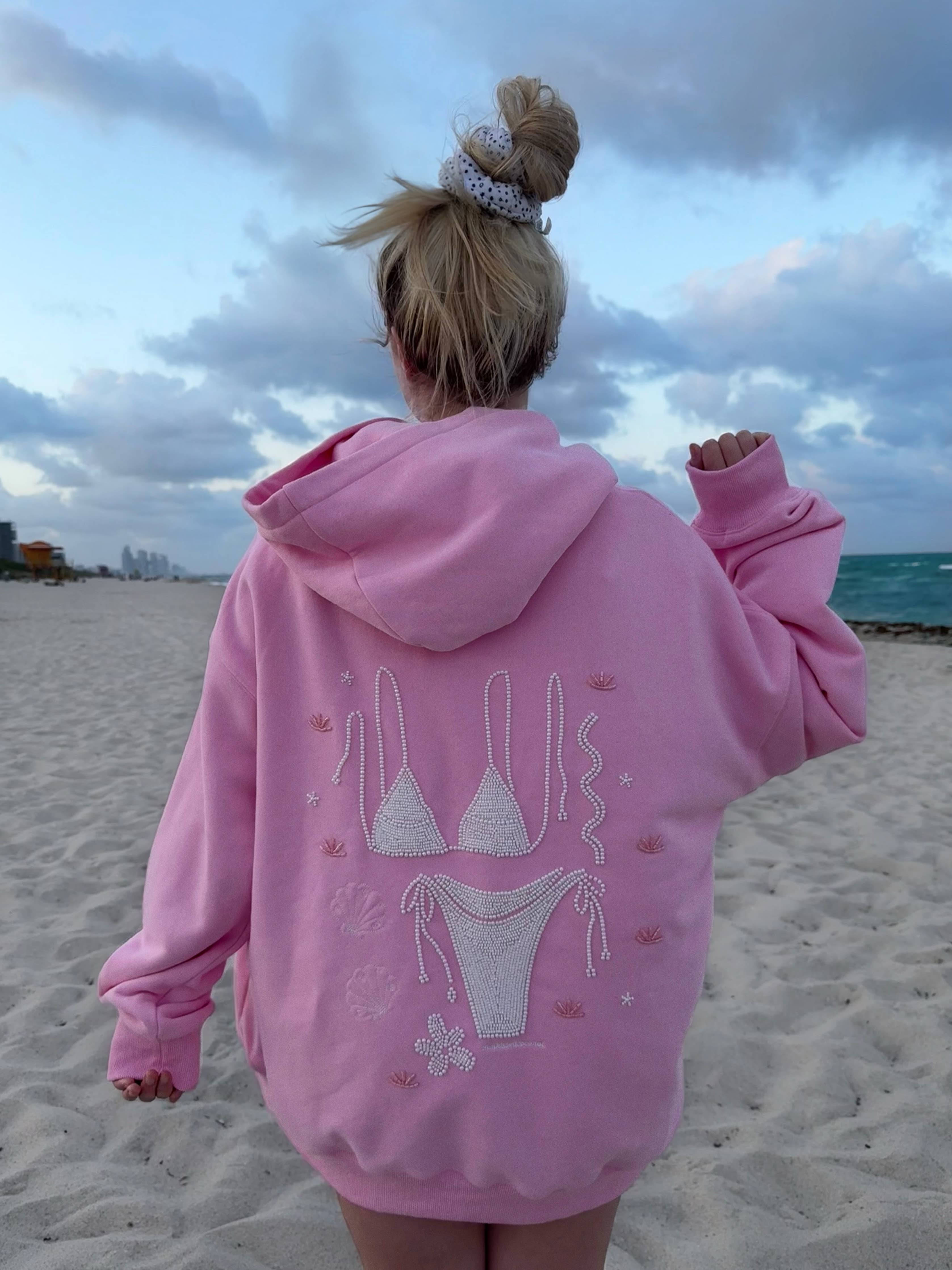 Lottie | Pink Bikini Beaded Hoodie