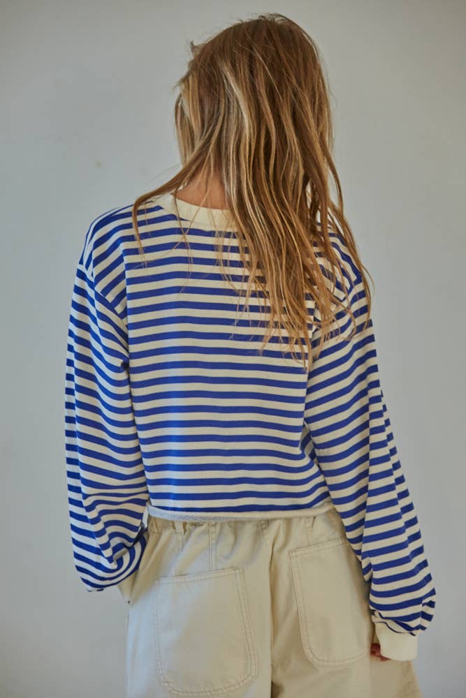 Easy Tide | Knit 100% Cotton Striped Crew Neck