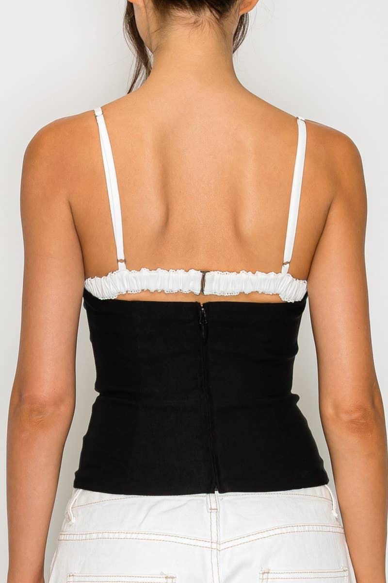 Adrianna | Lace Trim Contrast Cami Top