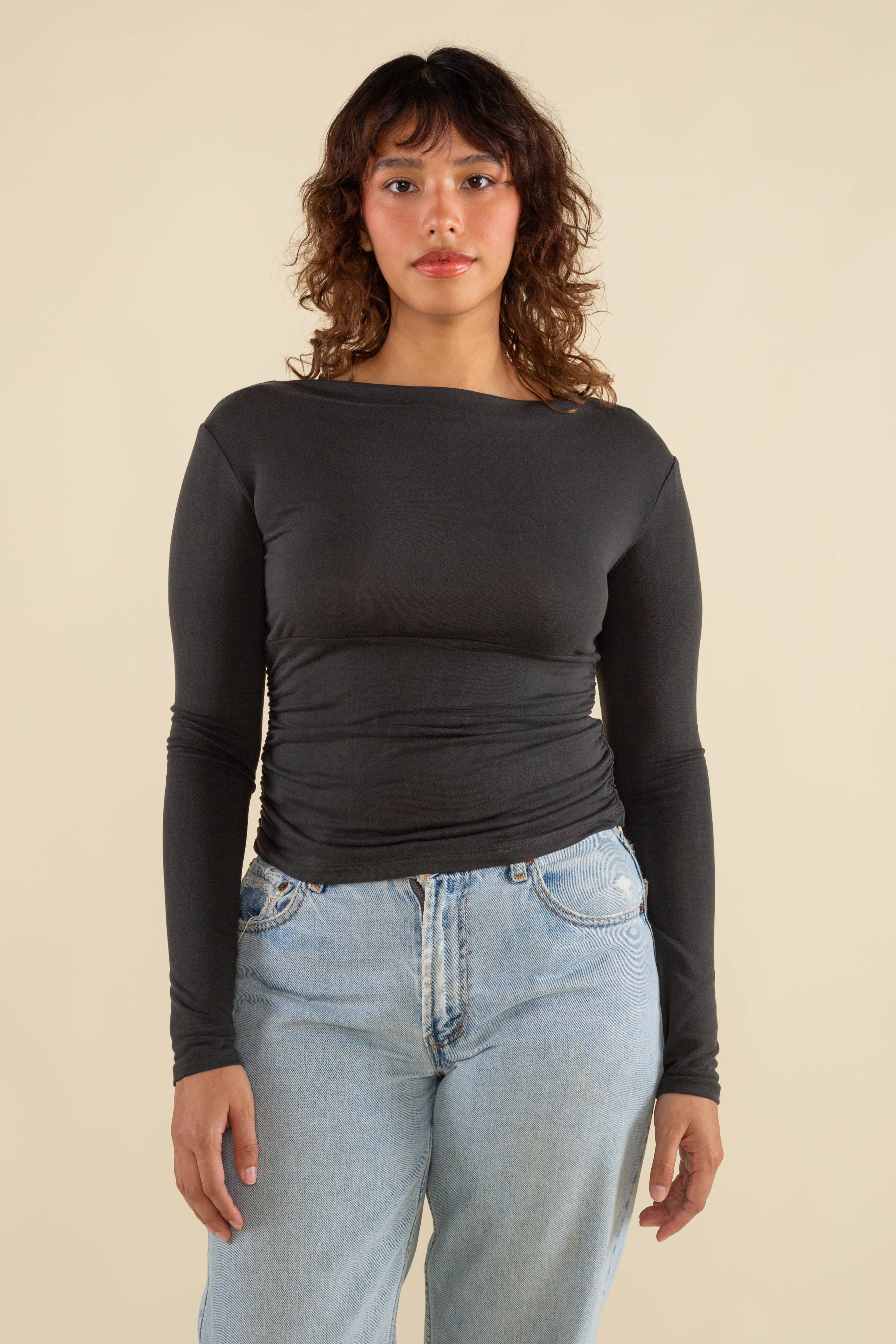 Effie | Shirred Waist Long Sleeve Top