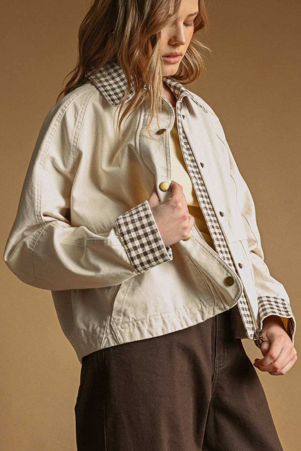 Esmé | 100% Cotton Gingham Collared Twill Jacket