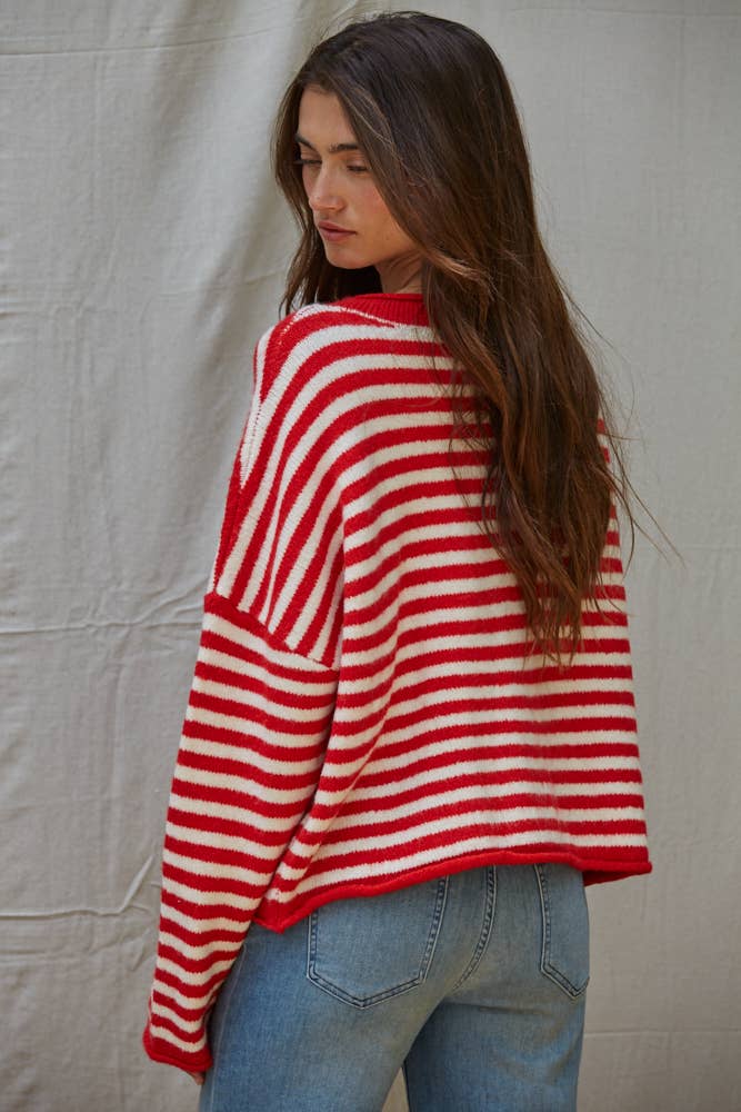 Four | Knit Sweater Striped Cardigan