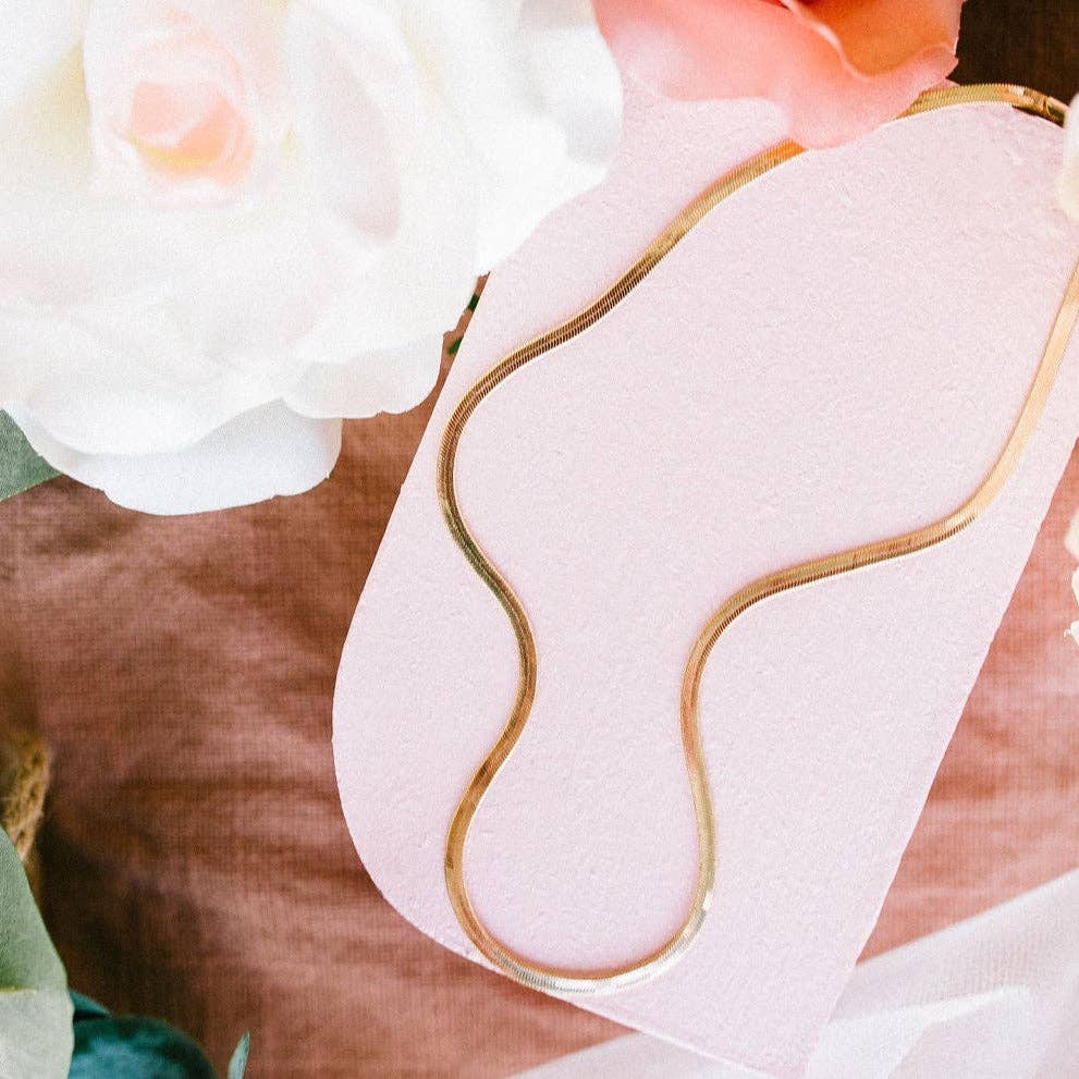 Jade | Gold Filled Herringbone Necklace