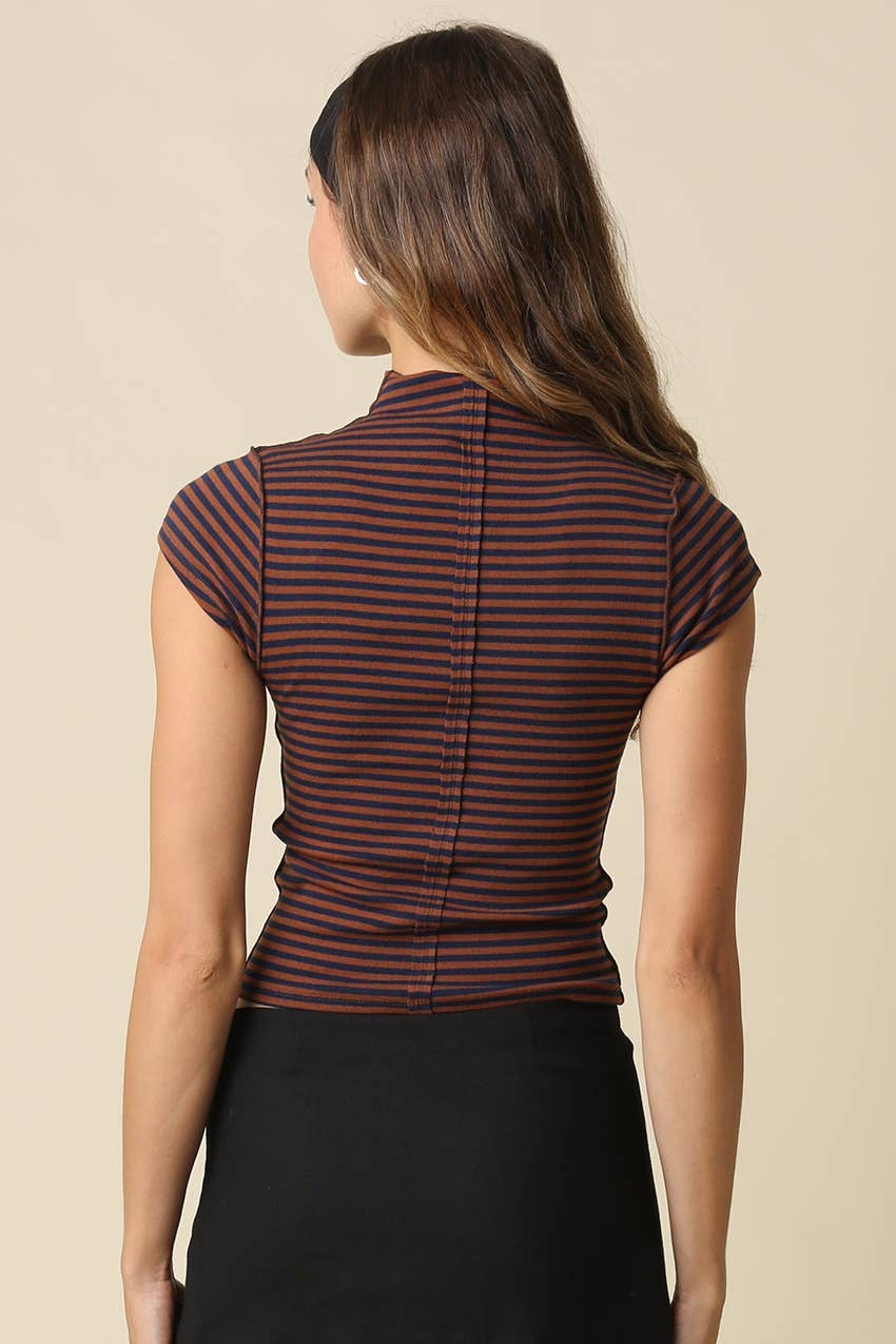 Mila | Stripe Mock Neck Top