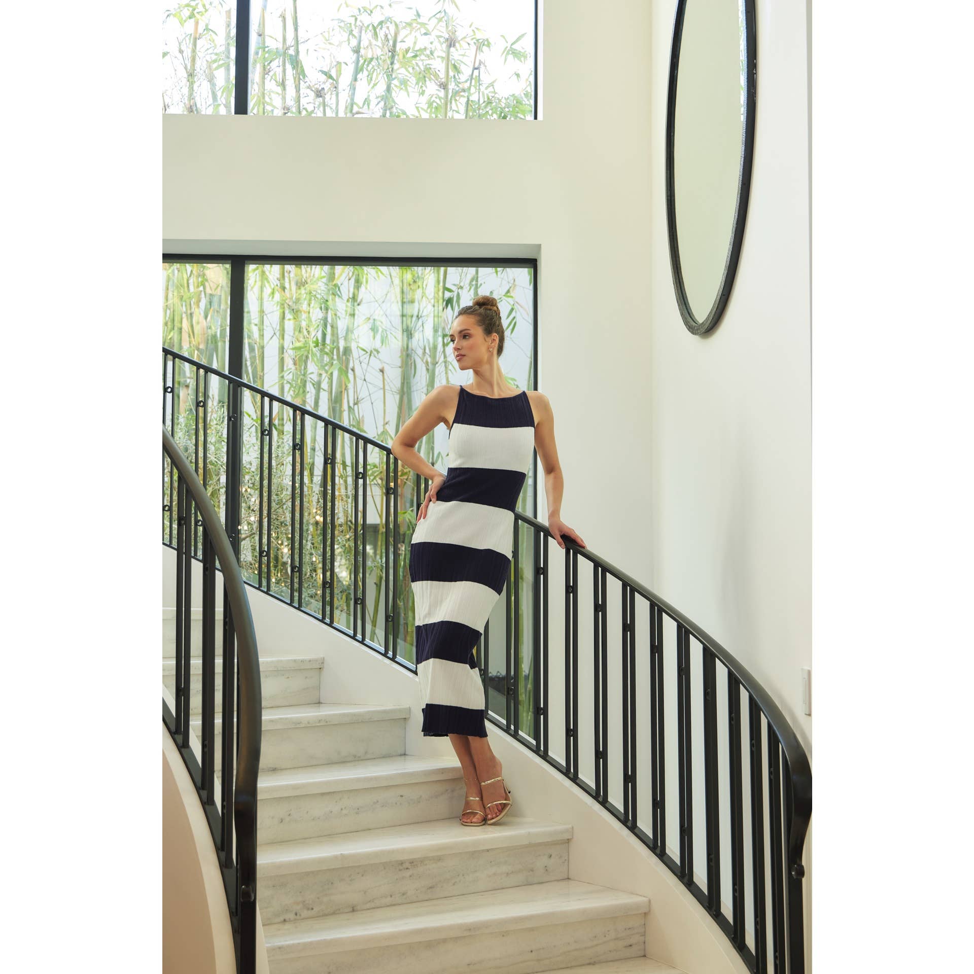 Stretchy Rib Sweater Midi Dress