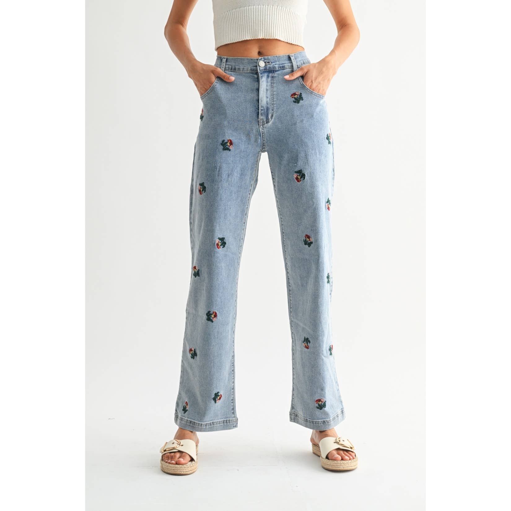 Maeve | Exquisite Embroidered Denim Jeans