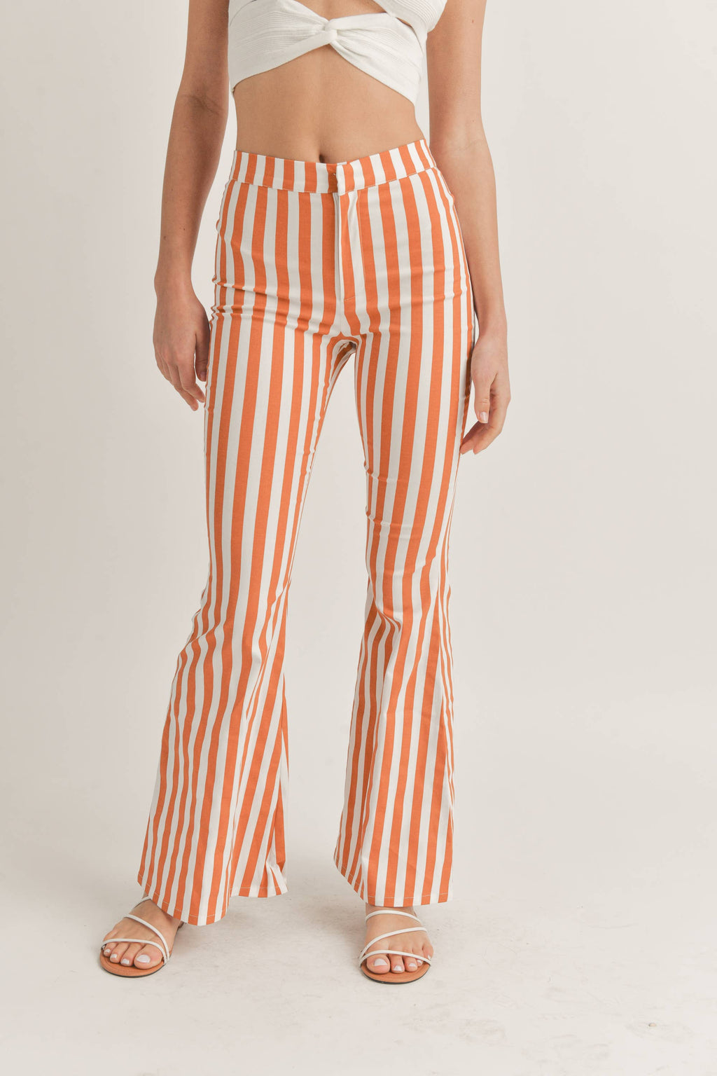 Hadleigh | Vertical Striped High Waisted Flared Pants