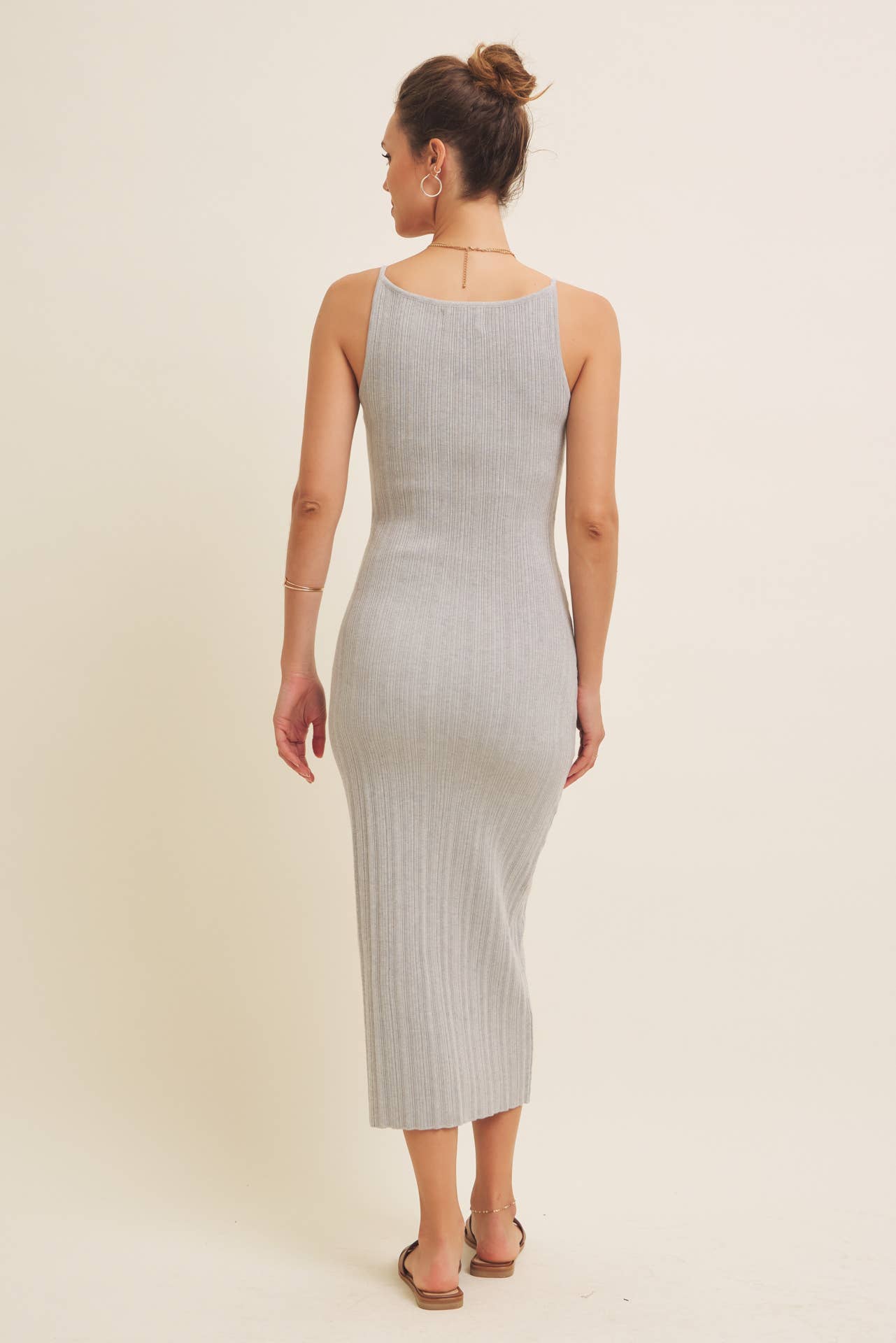 Stretchy Rib Sweater Midi Dress