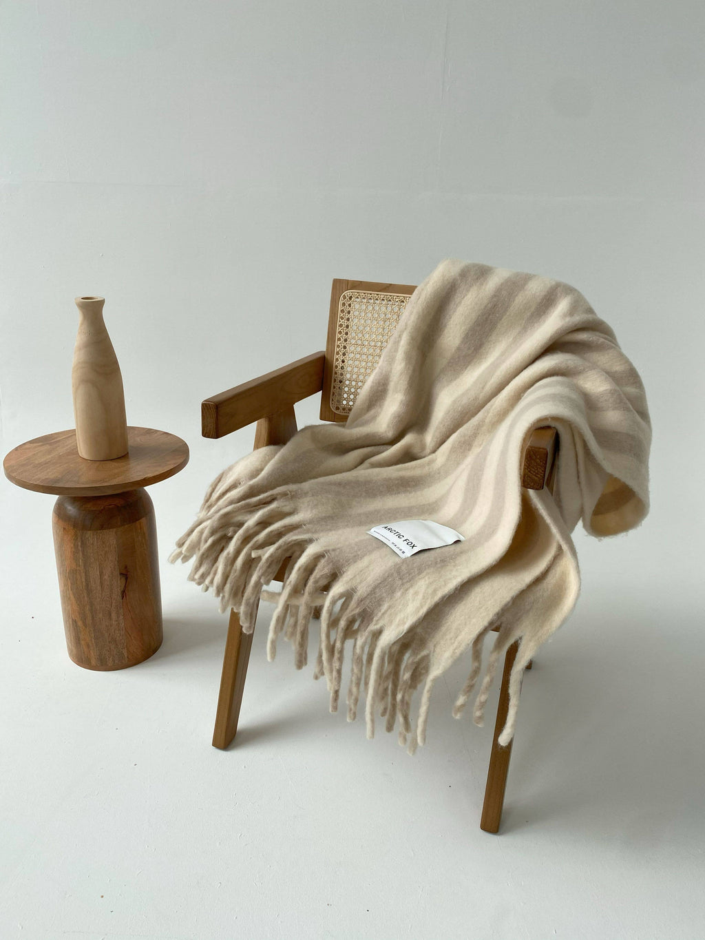 The Wool Stripe Throw | Pale Taupe Stripe