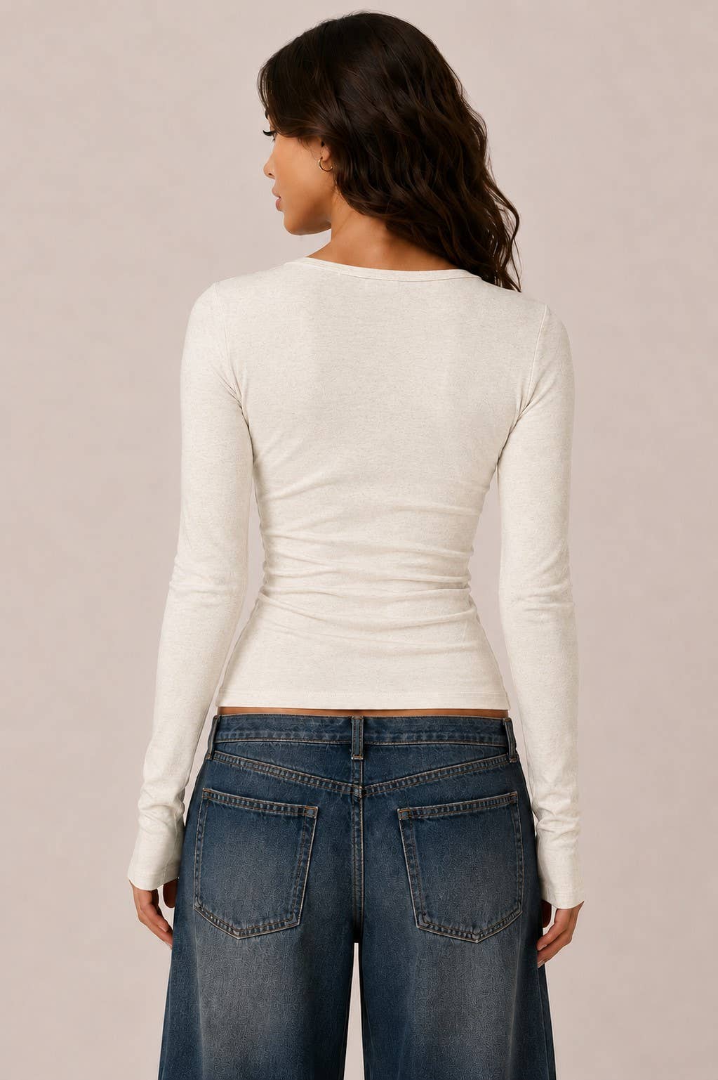 Brooke | Long Sleeve Crew Neck Button Henley Top