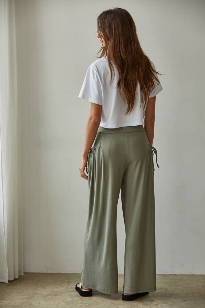 Leni | Knit Cotton Modal Spandex Wide Leg Pants