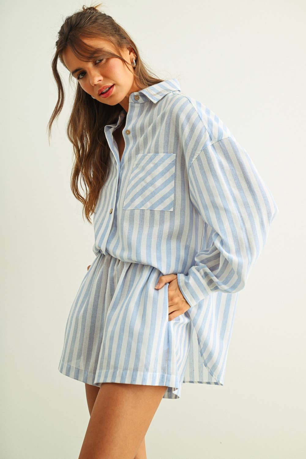 Breezy | 100% Cotton Striped Button Down