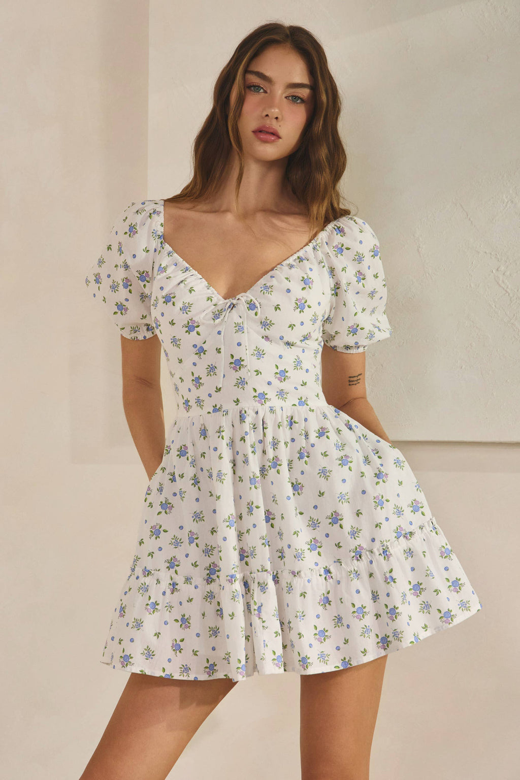 Blueberry | 100% Cotton Ruffle Mini Dress