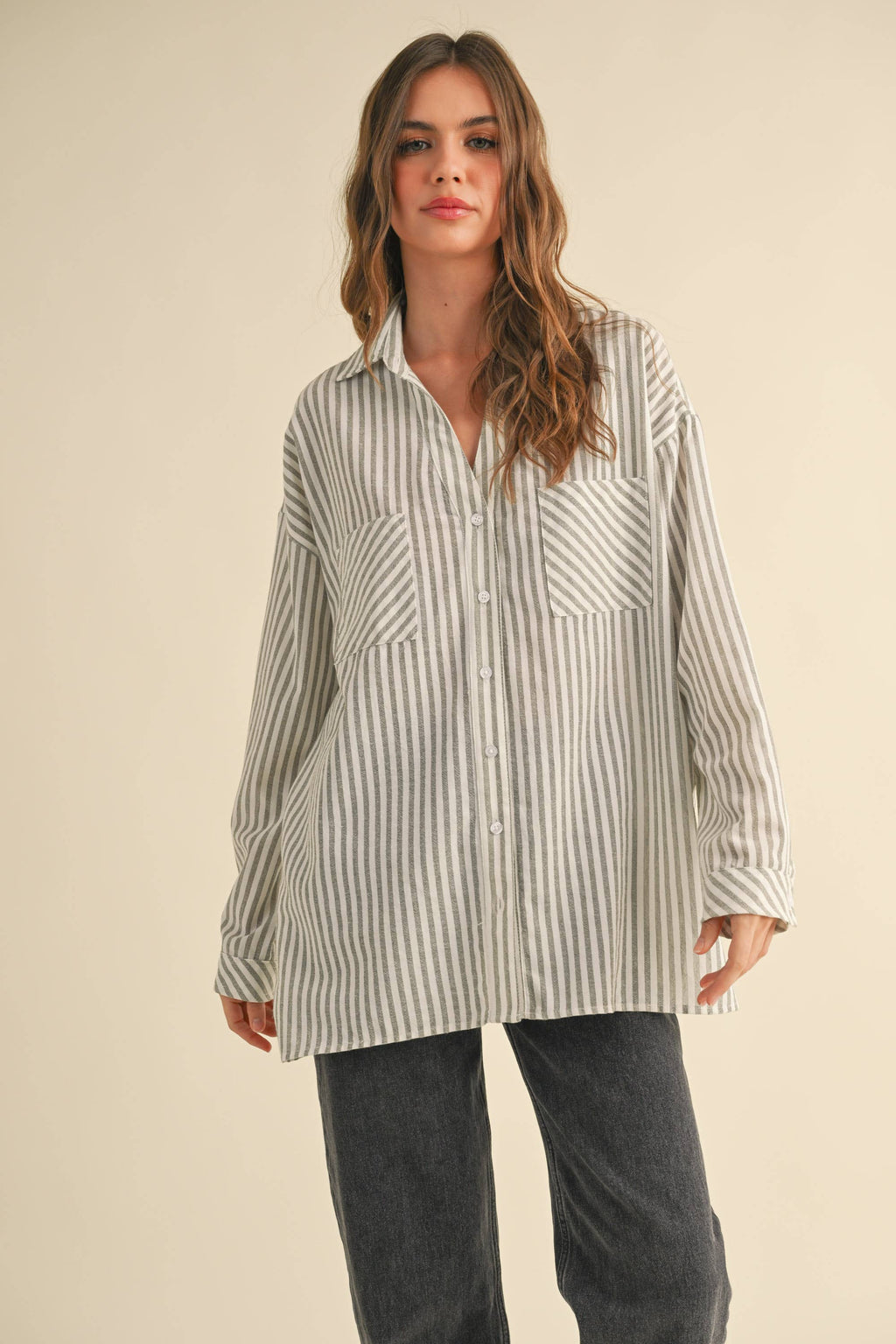 Millionaire Mommy | 100% Cotton Striped Pattern Button Down Shirt